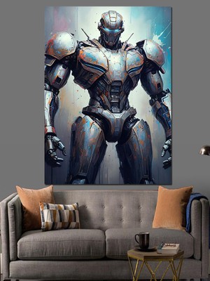 Robot Asker Dekoratif Kanvas - Mdf Ahşap Tablo