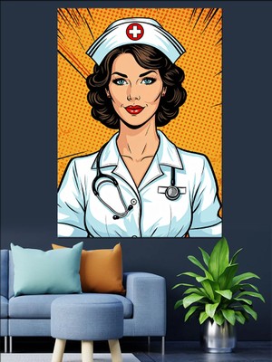 Retro Hemşire Dekoratif Kanvas - Mdf Ahşap Tablo