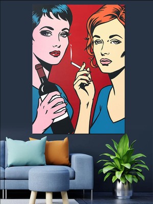 Pop Art Kadınlar Dekoratif Kanvas - Mdf Ahşap Tablo