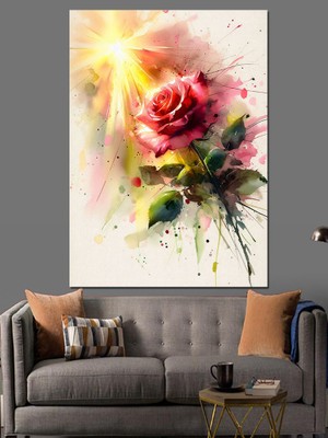 Çiçekli Gül Patlaması Dekoratif Kanvas - Mdf Ahşap Tablo