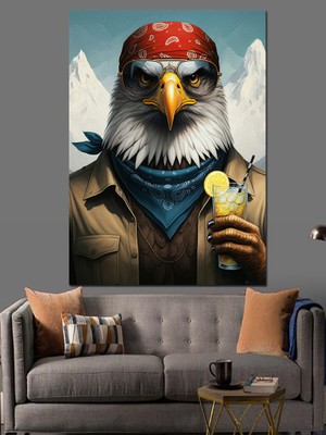 Gözlüklü Kartal Dekoratif Kanvas - Mdf Ahşap Tablo