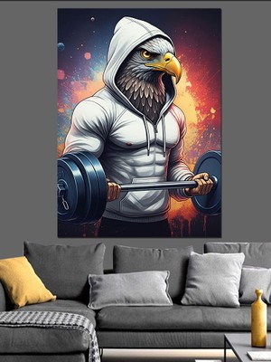 Kapüşonlu Sporcu Kartal Dekoratif Kanvas - Mdf Ahşap Tablo