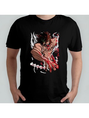 Pixxa Attack On Titan Eren Jaeger Unisex %100 Pamuklu Bisiklet Yaka T-Shirt Model 6