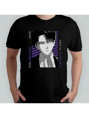 Pixxa Attack On Titan Levi Ackerman Unisex %100 Pamuklu Bisiklet Yaka T-Shirt Model 1