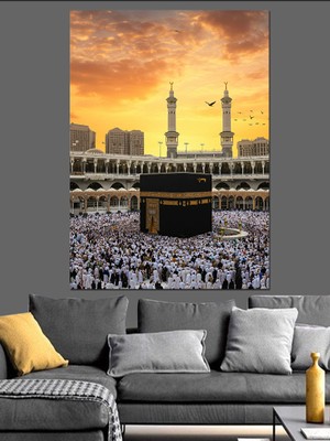 Kutsal Mekanın Güzelliği Kabe Dekoratif Kanvas - Mdf Ahşap Tablo