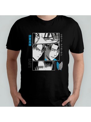 Pixxa Attack On Titan Levi Ackerman Unisex %100 Pamuklu Bisiklet Yaka T-Shirt Model 3
