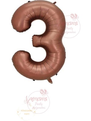 Rönesans 3 Yaş Kahverengi Rakam Folyo Balon