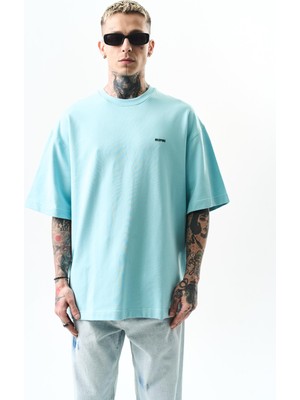 Respire Erkek Respire Yazı Detaylı Oversize T-Shirt Bebe Mavi