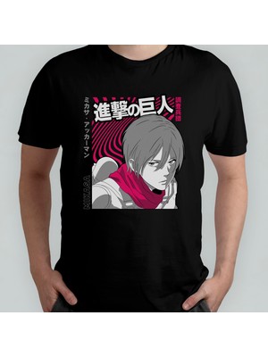 Pixxa Attack On Titan Mikasa Ackerman Unisex %100 Pamuklu Bisiklet Yaka T-Shirt Model 1
