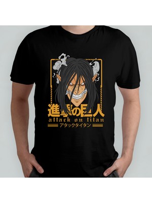 Pixxa Attack On Titan Eren Jaeger Unisex %100 Pamuklu Bisiklet Yaka T-Shirt Model 8