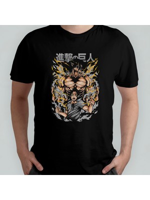 Pixxa Attack On Titan Eren Jaeger Unisex %100 Pamuklu Bisiklet Yaka T-Shirt Model 10