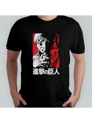 Pixxa Attack On Titan Eren Jaeger Unisex %100 Pamuklu Bisiklet Yaka T-Shirt Model 11