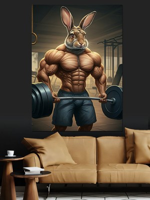 Kaslı Tavşan Dekoratif Kanvas - Mdf Ahşap Tablo