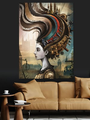 Saç Modeli Ile Kadın Dekoratif Kanvas - Mdf Ahşap Tablo