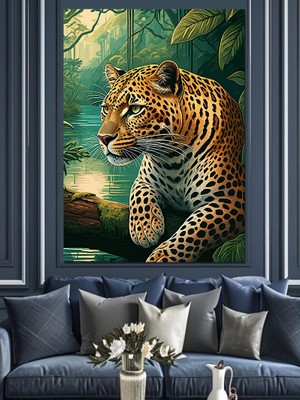 Leopar Portresi Dekoratif Kanvas - Mdf Ahşap Tablo