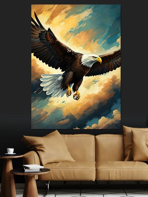 Uçan Kartal Dekoratif Kanvas - Mdf Ahşap Tablo
