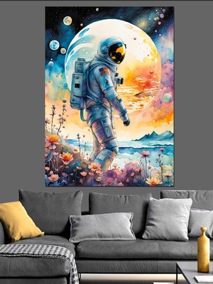 Uzay Yürüyüşü Dekoratif Kanvas - Mdf Ahşap Tablo