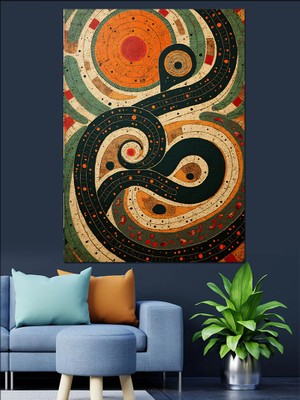 Yin Yang Spiral Deseni Dekoratif Kanvas - Mdf Ahşap Tablo