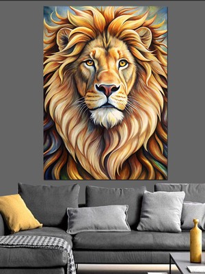 Aslan Dekoratif Kanvas - Mdf Ahşap Tablo