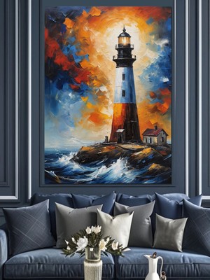 Fener Fırtına Dekoratif Kanvas - Mdf Ahşap Tablo