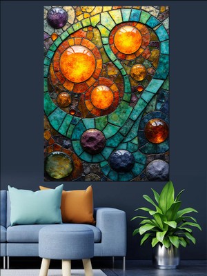 Cam Mozaik Sanatı Dekoratif Kanvas - Mdf Ahşap Tablo