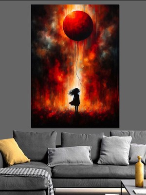 Kırmızı Balon Dekoratif Kanvas - Mdf Ahşap Tablo