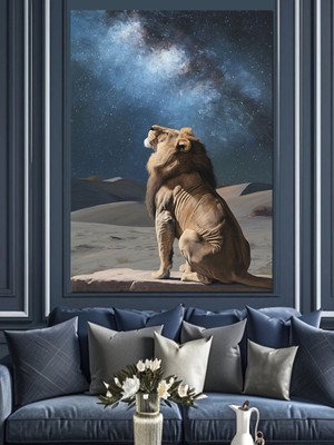 Çöldeki Aslan Dekoratif Kanvas - Mdf Ahşap Tablo