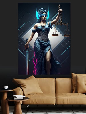 Adalet Tanrıçası Dekoratif Kanvas - Mdf Ahşap Tablo