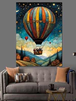 Sıcak Hava Balonu Dekoratif Kanvas - Mdf Ahşap Tablo