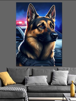 Polis Köpeği Dekoratif Kanvas - Mdf Ahşap Tablo