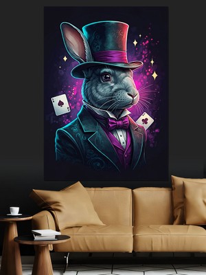 Sihirbaz Tavşan Dekoratif Kanvas - Mdf Ahşap Tablo