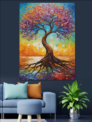 Renkli Ağaç Dekoratif Kanvas - Mdf Ahşap Tablo