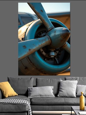 Eski Uçak Pervanesi Dekoratif Kanvas - Mdf Ahşap Tablo