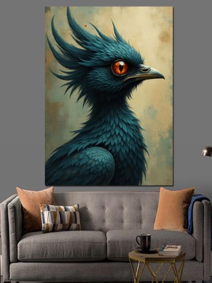 Mavi Egzotik Kuş Dekoratif Kanvas - Mdf Ahşap Tablo