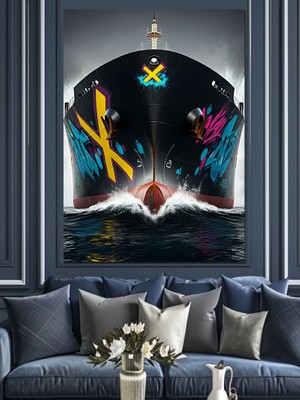Yüzen Dev Geminin Görkemi Dekoratif Kanvas - Mdf Ahşap Tablo