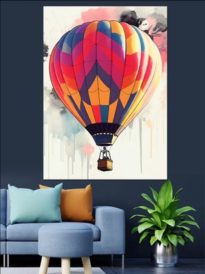 Sıcak Hava Balonu Dekoratif Kanvas - Mdf Ahşap Tablo