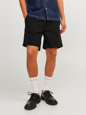 Jack Jones Beli Lastikli Keten Siyah Renk Şort 12248629