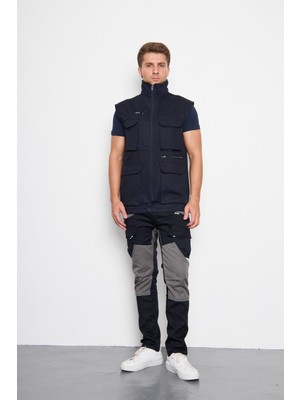  Orange Safety Lacivert Takım Mısır Harman Karışımı Yelek + Pantolon