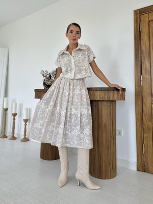 Mareandpanda Bej Gömlek ve Etek Takım