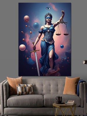 Adalet Tanrıçası Dekoratif Kanvas - Mdf Ahşap Tablo