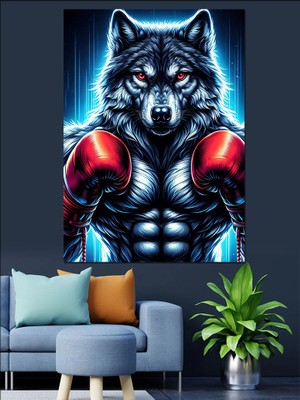Boksör Kurt Dekoratif Kanvas - Mdf Ahşap Tablo