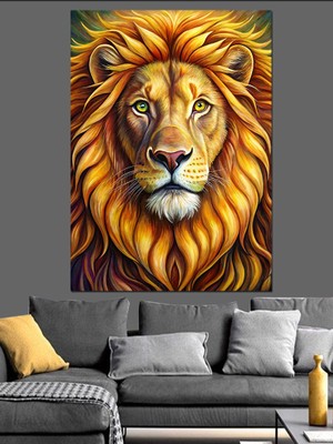 Aslan Kral Dekoratif Kanvas - Mdf Ahşap Tablo