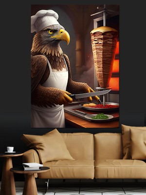 Dönerci Kartal Dekoratif Kanvas - Mdf Ahşap Tablo