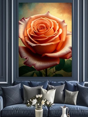 Yumuşak Tonlarda Gül Çizimi Dekoratif Kanvas - Mdf Ahşap Tablo