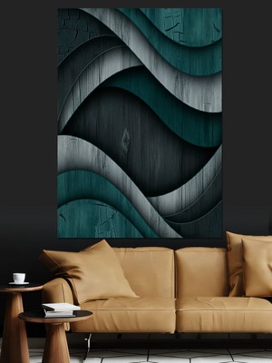 Yeşil Soyut Sanat Dekoratif Kanvas - Mdf Ahşap Tablo