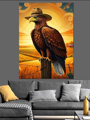 Tarladaki Kartal Dekoratif Kanvas - Mdf Ahşap Tablo