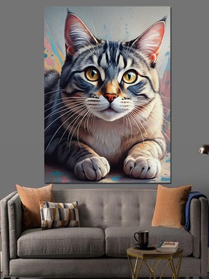 Meraklı Kedi Dekoratif Kanvas - Mdf Ahşap Tablo
