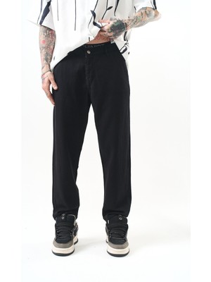 Erkek Parça Boya Boyfriend Pantolon Siyah
