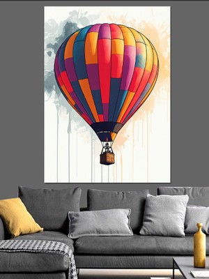 Gökyüzündeki Renkli Balon Dekoratif Kanvas - Mdf Ahşap Tablo