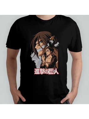 Pixxa Attack On Titan Eren Jaeger Unisex %100 Pamuklu Bisiklet Yaka T-Shirt Model 4